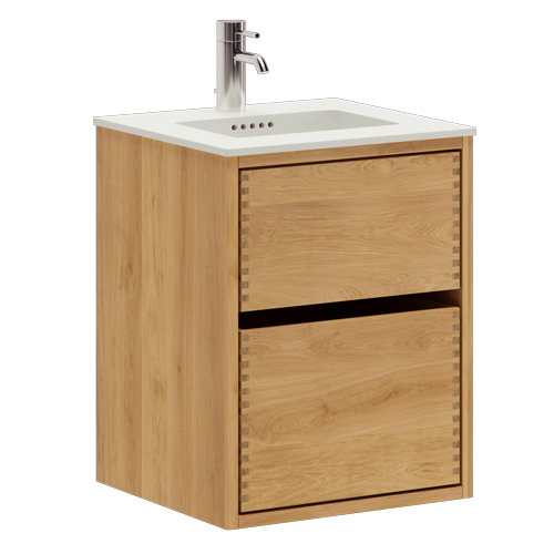 43,8 cm Ljusoljeret Just Wood Mini Original badrumsmöbel med 2 lådor og Solid Surface bordsskiva