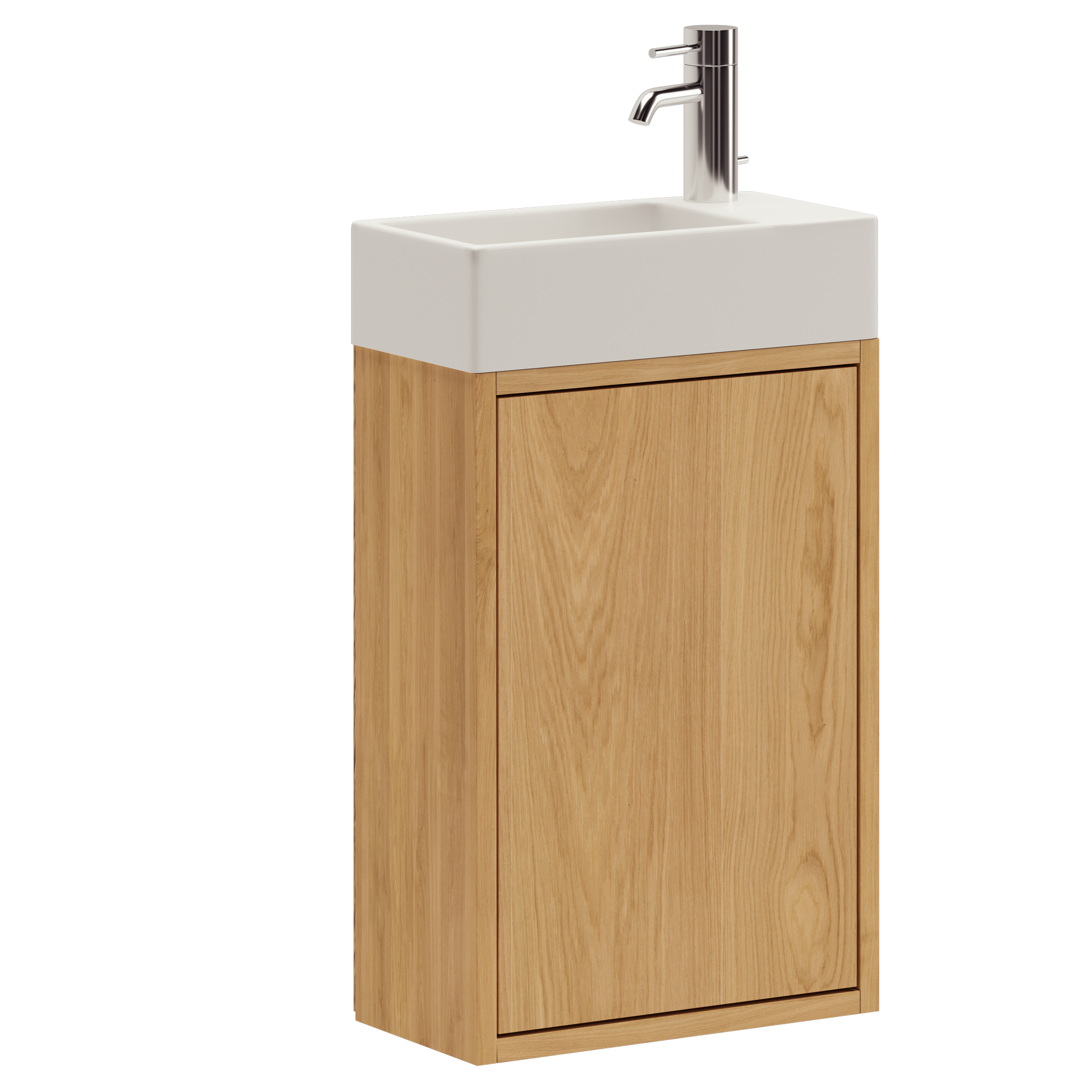 39,4 cm Naturoljeret Just Wood Mikro badrumsmöbel med 1 låge og Strassbourg bordsskiva