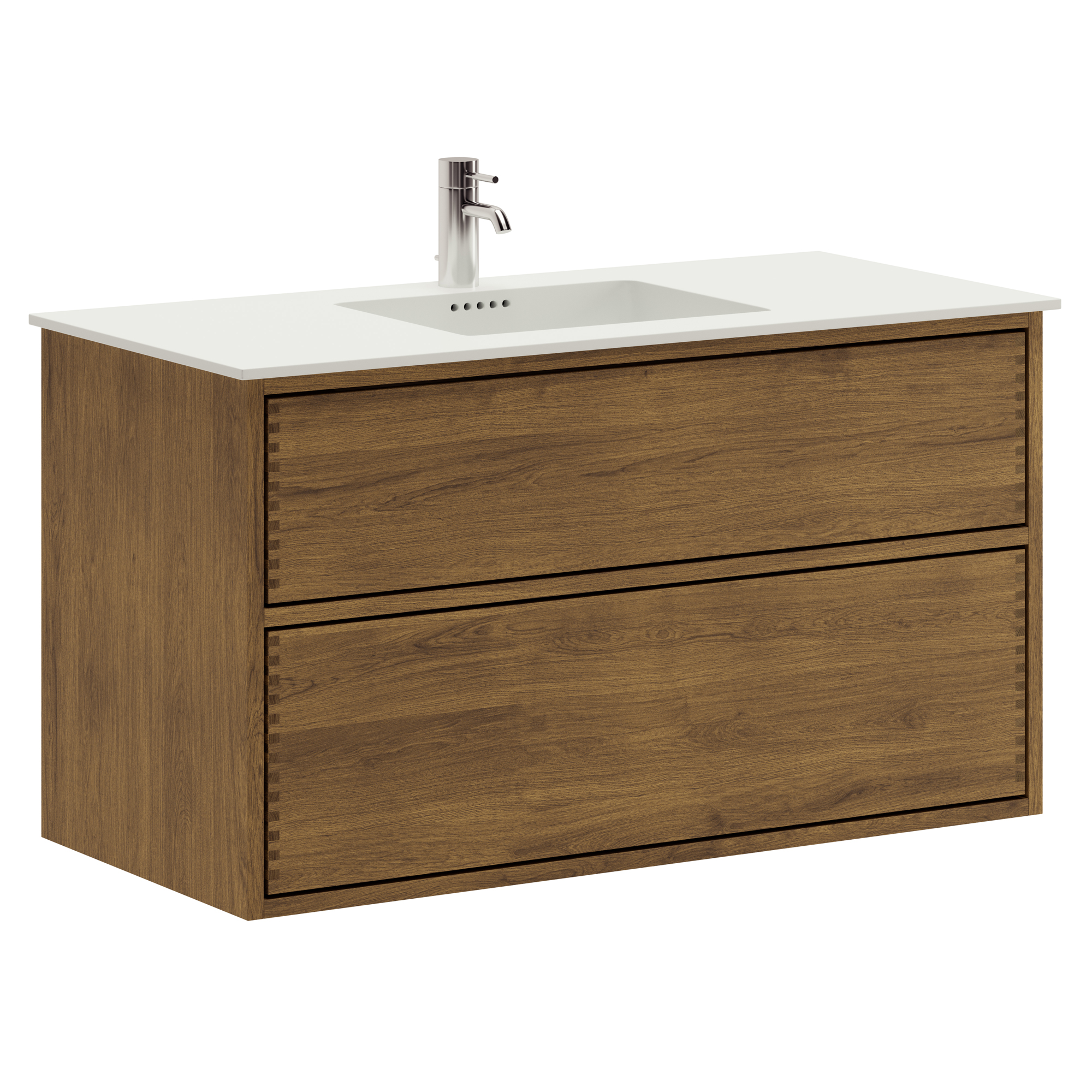 100 cm Mörkoljerad Just Wood Push badrumsmöbel med 2 lådor