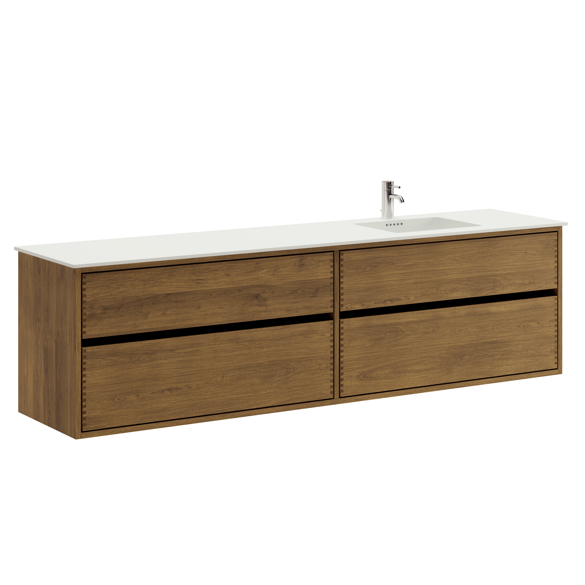 200 cm Mörkoljeret Just Wood Original badrumsmöbel med 4 lådor - Höger utsnitt