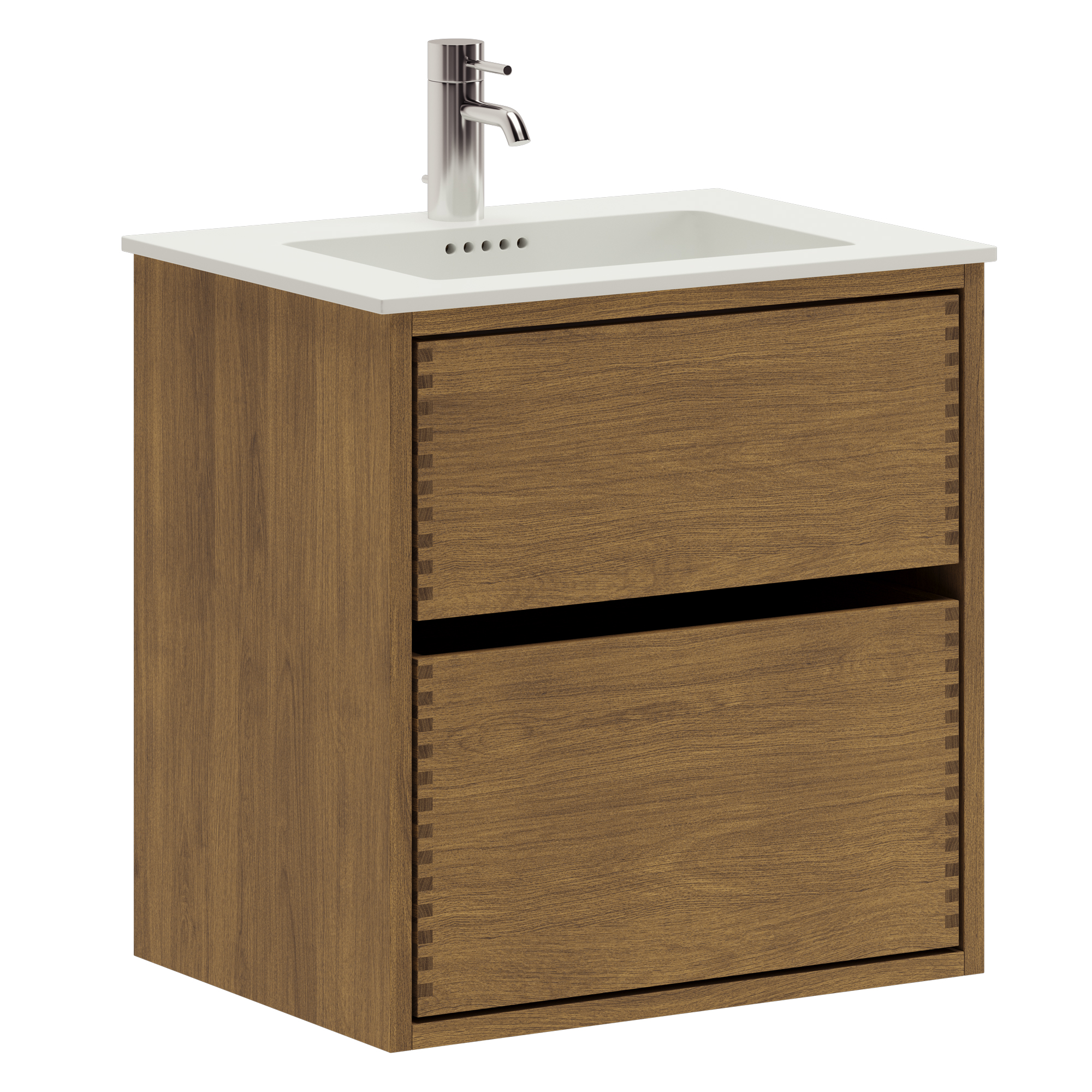 53,8 cm Mörkoljeret Just Wood Mini Original badrumsmöbel med 2 lådor og Solid Surface bordsskiva