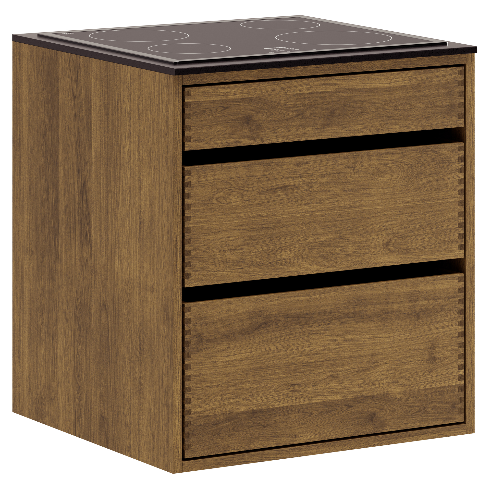 60 cm Mörkoljad Just Wood Original Underskåp 60 cm i djup, förberett för spishäll